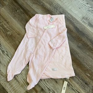 Baby girl footed one piece ad blanket